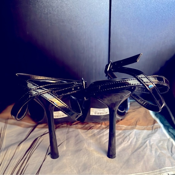 Black Sequin Women's Heeled Sandals - Picture 3 of 4